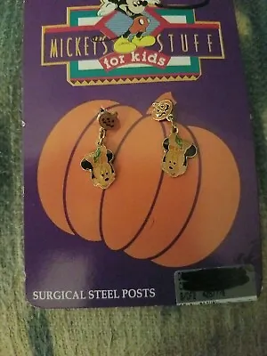 Vintage Disney Halloween Pumpkin Minnie Mouse Earrings For Kids New • $15