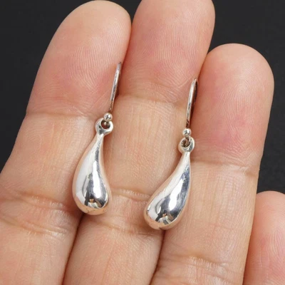 $15.50 • Buy Polished Shiny 925 Sterling Silver Organic Teardrop Earrings Minimal Unique Chic