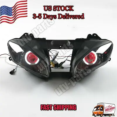 $269 • Buy Front Headlight HALO Red Angel Eye Fit For Yamaha 2008-2016 YZF R6 M014