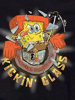 Spongebob T Shirt Mens Medium Vintage Nickelodeon 2003 XL  Blue Kicking Glass • $30