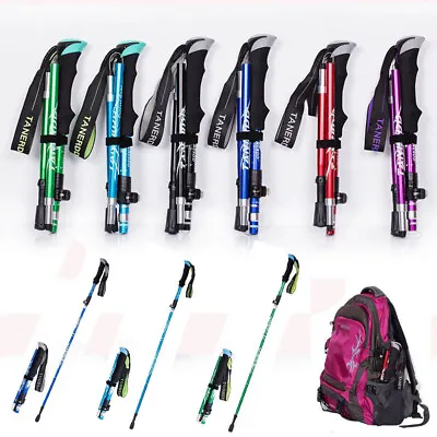 Camping Hiking Foldable Walking Sticks Trekking Poles Aluminum Ultralight 2 Size • $37.96