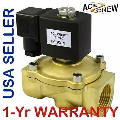 VITON 1 Inch 24V AC VAC Brass Solenoid Valve NPT Gas Water Air Normally Closed • $43.99