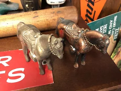 (2) Vintage Metal Horse & Saddle Carnival Prizes Made In USA 6” X 4” 1960's • $32.93