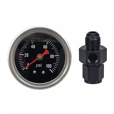 $16.19 • Buy Fuel Pressure Gauge Liquid 0-100psi Oil Pressure Gauge 1/8  NPT W/ AN 6 Adapter