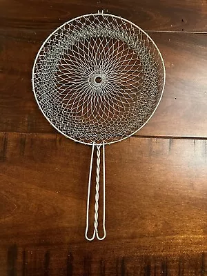 Vintage COLLAPSIBLE FRENCH METAL WIRE MESH EGG BASKET With Handle Strainer • $14.99