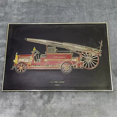 VINTAGE Plastic Sign 1929 Leaping Lena Liverpool Fire Brigade Fire Truck • $14.81