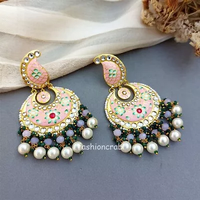 Indian Bollywood Style Light Pink Meenakari Earring For Festival • $19.95