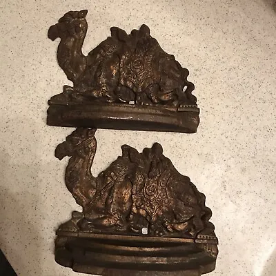 Vintage Cast Iron Rustic Pair Of Egyptian Camel Bookends~~Model 1153 • $139.88