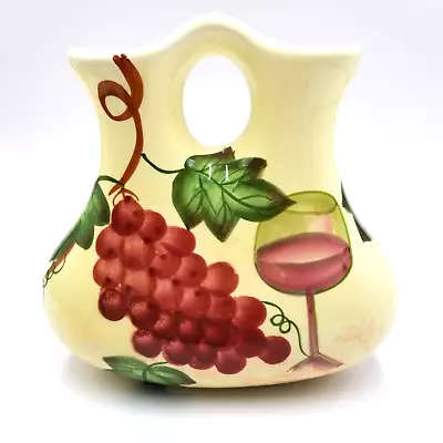 Wedding Vase Wine Goblet & Grapes Design Double Spout   Italy • $19.99