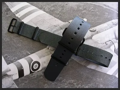 NATO Strap G10 British Admiralty Grey 18 20 24 PVD Watch Band RAF Bond IW SUISSE • $11.95