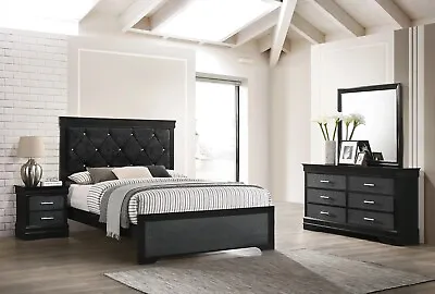 NEW SLEEK Black Queen King Twin Full 4PC Bedroom Set Modern Furniture Bed/D/M/N • $1069.99