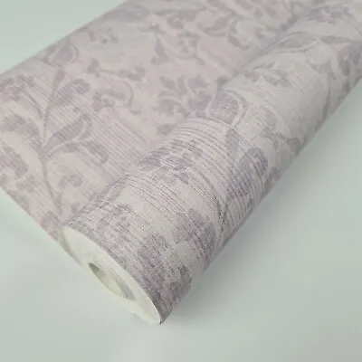 Fine Decor Antique Floral Damask Purple Lilac Lavender Flowers Wallpaper • £6.49