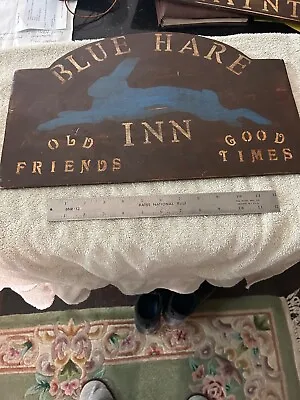 Vintage Blue Hare Inn Hotel Wood Sign • $89.99