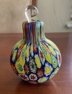 Vintage Perfume Bottle Glass Multicolor Millefiori • $88