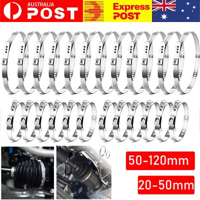 30Pcs CV Boot Clamps Hose Clips (50-120mm+20-50mm ) Adjustable Stainless Steel • $16.99