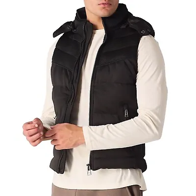 Men Hooded Padded Puffer Jacket Sleeveless Quilted Gilet Body Warmer Down Jacket • $41.08