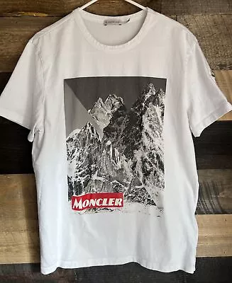 *RARE* Moncler Men’s White Mountain Print Logo T Shirt Size Large Authentic Exc! • $65