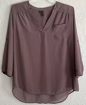 Maurices Womens Blouse 3/4 Length Purple Plus Size 1 Excellent Condition Vneck • $9.99