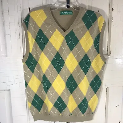 Golf Knickers Argyle Khaki Yellow Green Sweater Vest Men's XXL Golf Sweater Vest • $29.99