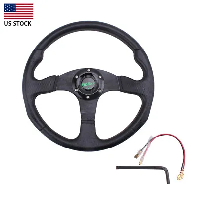 6 Bolt Black 14 Universal Drifting Racing Steering Wheel Aluminum US • $28.39