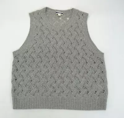 J Crew Cashmere Cropped Cable Knit Sweater Vest Size XL Gray Lace • $29.95