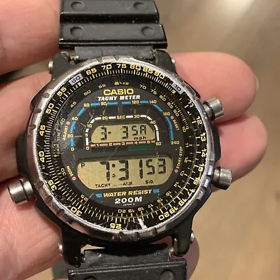 Vintage Casio Digital DW-400 Tachy Meter 200M Men's Wristwatch (Time Cop) Works • $275