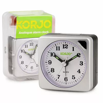 Korjo Analogue Travel Alarm Clock Night Light Snnoze Button • $25.95