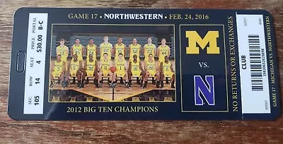 2015 - 2016 Michigan Wolverines Vs Northwestern Basketball Plastic Ticket Stub • $9.99