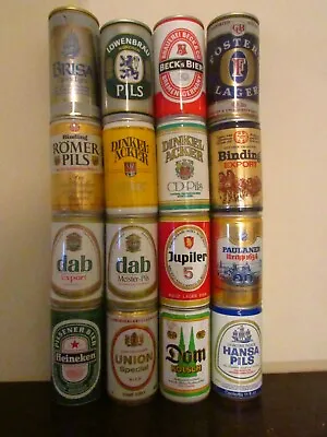 Vintage Lot Of 16 Different Foreign Aluminum Pull Tab Empty 12 Ounce Beer Cans  • $3.95