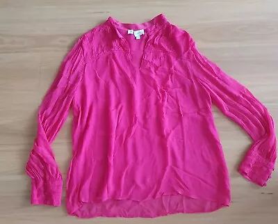$36 • Buy Gorgeous ◇WITCHERY◇ Vibrant PINK Pleated Pin Tuck Shirt Blouse Top - Sz 12