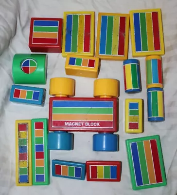 Vintage Lot  21 Pieces Hilco Magnetic Building Blocks Makes A Car  HTF Toy • $12.99