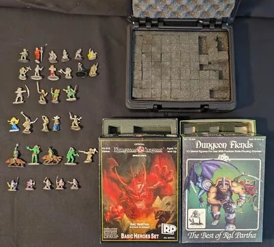 Dungeons And Dragons Vintage 1980s Pewter Miniatures Lot Of 30 Plus Travel Case • $54