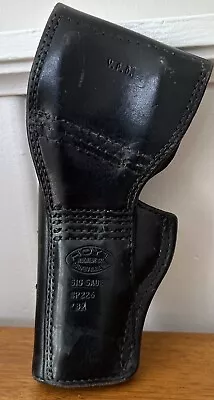 Vintage Hoyt Black Leather Metal Snap Holster For Sig Sauer P226 • $120