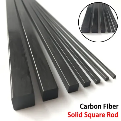 Black Carbon Fiber Solid Square Bar Rod 2-8mm Square Stick For RC Airplane Model • £1.19