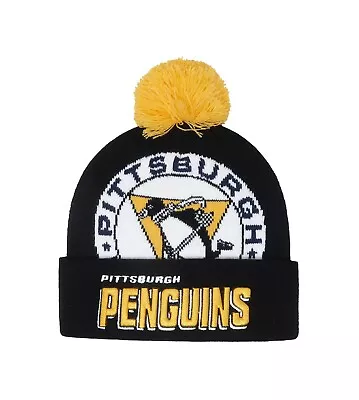 Mitchell & Ness Men's Beanie NHL Pittsburgh Penguins Punch Out Black Knit Hat • $20