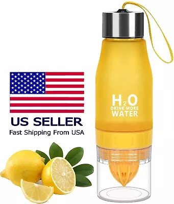 Water Bottle H2O Fruit Infuser Drink Outdoor Sport 20 Oz Bottle Yellow Color Eco • $12.99