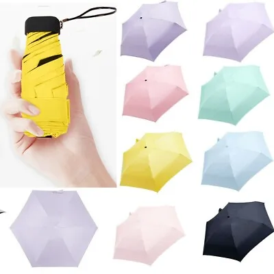 Super Mini Pocket Compact Umbrella Sun Anti UV 5 Folding Rain Windproof Travel • $7.49