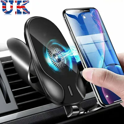 Wireless Car Charger Mount Phone Holder Automatic Clamping Qi Fast Charging 10W • £8.99