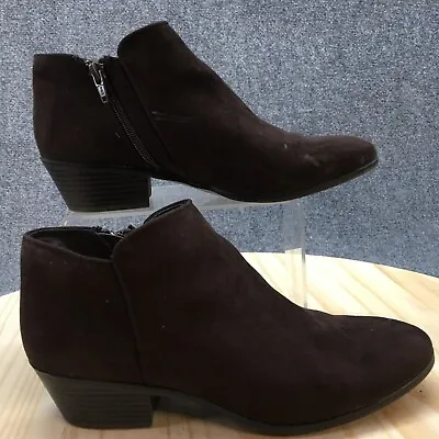 Style & Co Boots Womens 8 M Waverly Ankle Booties Heels Brown Faux Leather Zip • $19.79