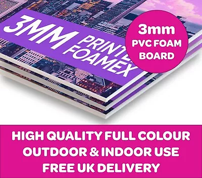 A0 / A2 / A3 / A4 Foamex Sign 3mm Printed Full Colour Rigid Foam Board • £10