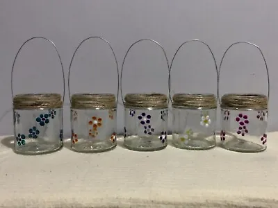 £3.25 • Buy Hanging Glass Jar Lanterns Candle Holder Flower Twine Rustic Wedding Tea Light 