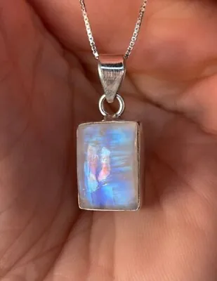 Moonstone Gemstone Pendant 925 Sterling Silver Handmade Beautiful Pendant UU10 • $10.66