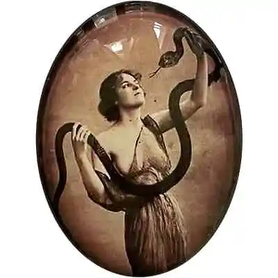  Victorian Snake Charmer Woman Circus Cameo Cabochon Vintage Sideshow Oddities • $0.99