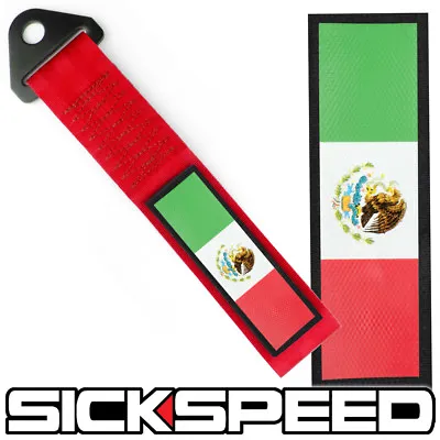 $14.88 • Buy Red Strength Tow Strap Mexico Flag Front Rear Bumper Hook For Car P11