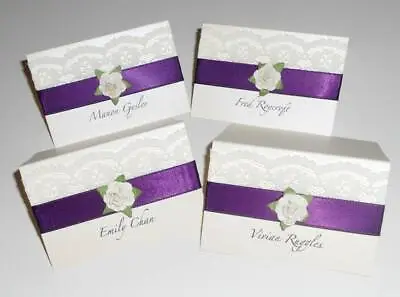 Wedding Place Cards Lace & Rose X10 Personalised Vintage Shabby Chic Name Cards • £9