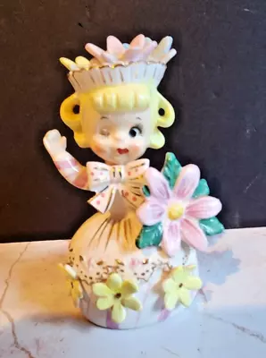 Rare Vintage Ucagco Japan Ceramic Girl Figurine Bell 4-3/4  • $176