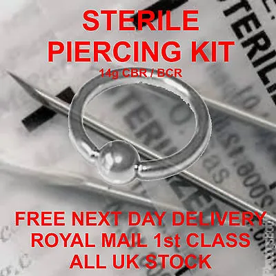 STERILE  PIERCING KIT CBR / BCR 14g*** FREE POST*** • £6.95