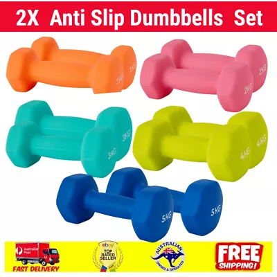 2X Anti Slip Dumbbells Pair Weightlifting Dumbbell Set Barbell Gym Weights • $9.90