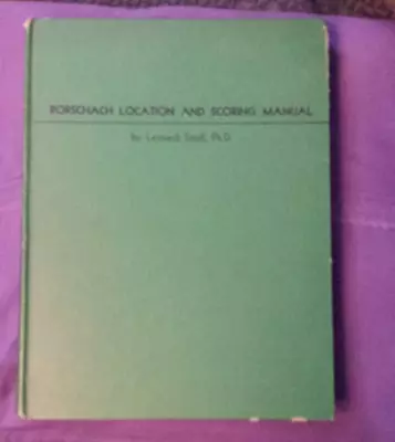 Rorschach Location And Scoring Manual By Leonard Small  1956 Hardcover • $15