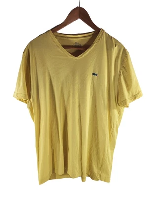 $13.59 • Buy Lacoste V-Neck T-Shirt Mens Size 7 Yellow Short Sleeve Pima Cotton